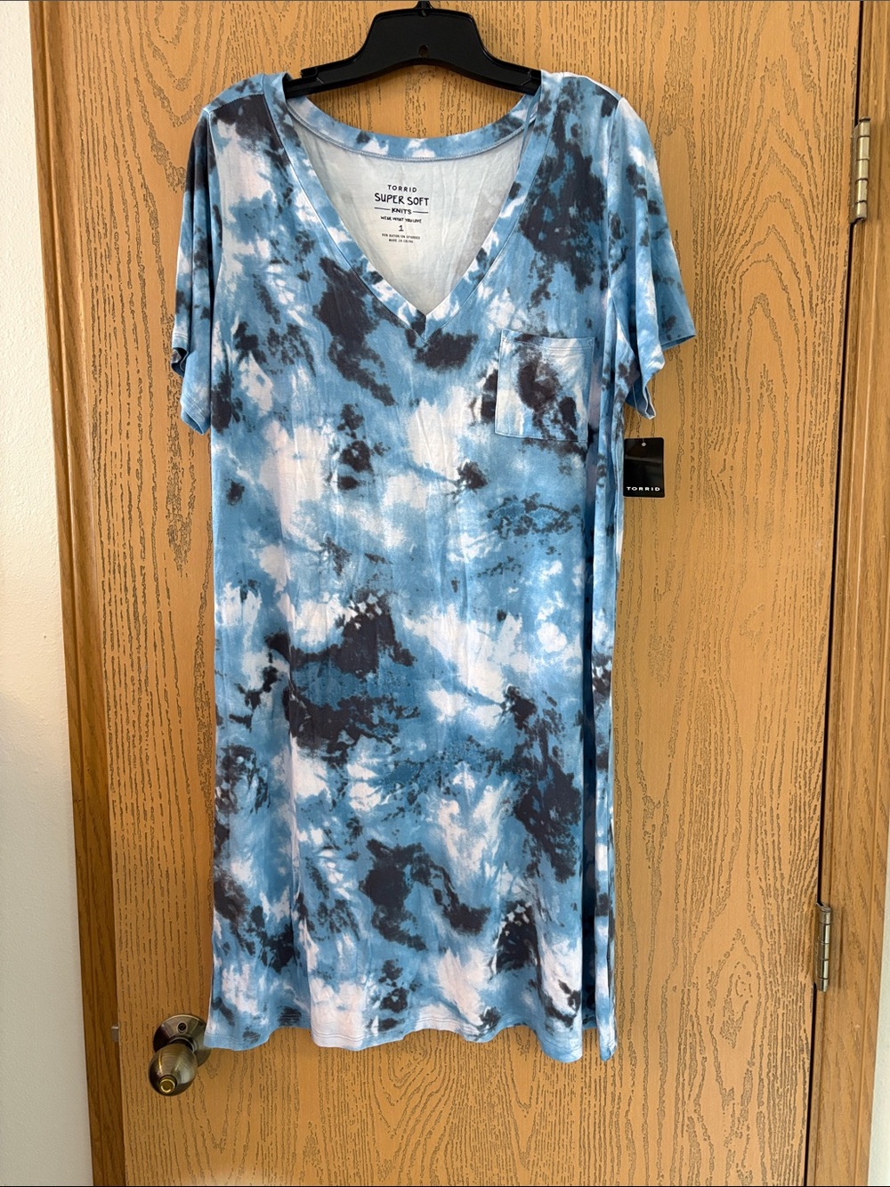 Torrid Blue Tie-Dye V-Neck Dress